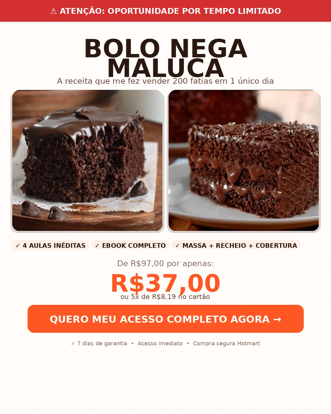 Bolo Nega Maluca